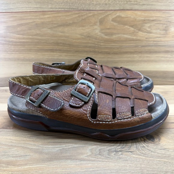 Dr Martens Fisherman Sandals Mens 11 Y2K Brown Leather Slip On 8B52